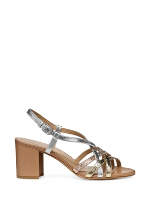 Geox Virnilisa cracked-effect multi-strap heeled sandals - Silver