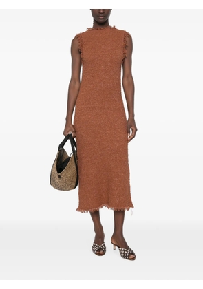 Liviana Conti frayed sleeveless midi dress - Brown