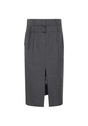 Brunello Cucinelli belted midi skirt - Grey