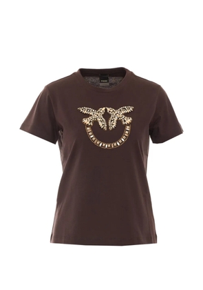 PINKO Love Birds crystal-embellished T-shirt - Brown