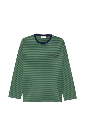 Miu Miu striped embroidered T-shirt - Green