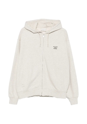 Drôle De Monsieur logo-detail zip-fastening hoodie - Grey