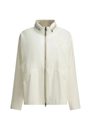 Brunello Cucinelli logo-patch zip-up raincoat - Neutrals