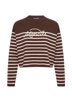 Moncler striped logo-embroidered sweater - Brown