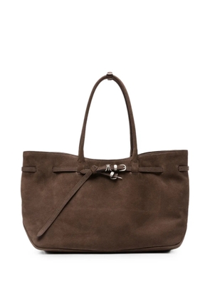 Marge Sherwood buckle-detail suede tote bag - Brown