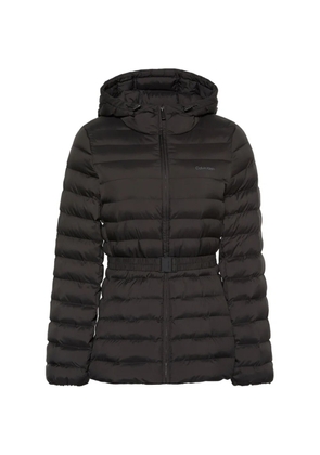 Calvin Klein belted hooded puffer jacket - Black