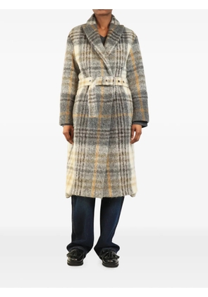 Brunello Cucinelli Vintage check belted coat - Grey