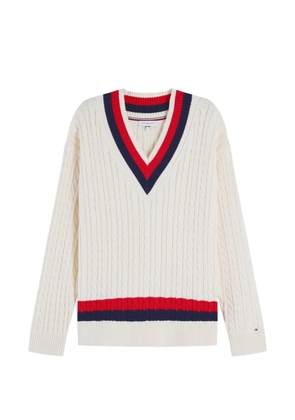 Tommy Hilfiger cable-knit striped-trim sweater - Neutrals