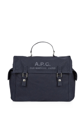 A.P.C. Récupération logo-print messenger bag - Blue
