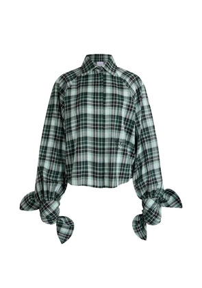 Patou bow-sleeve check shirt - Green