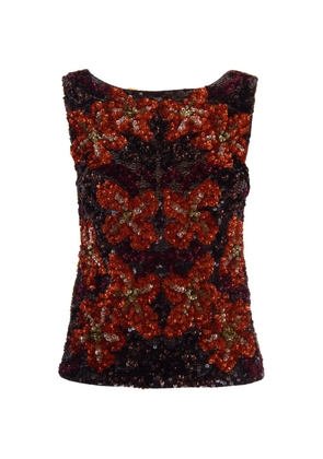 P.A.R.O.S.H. sequin-embellished floral-pattern top - Orange