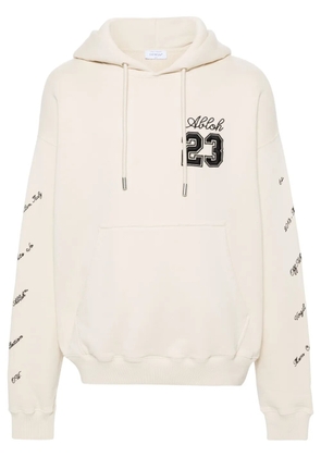 Off-White embroidered-logo cotton hoodie - Neutrals