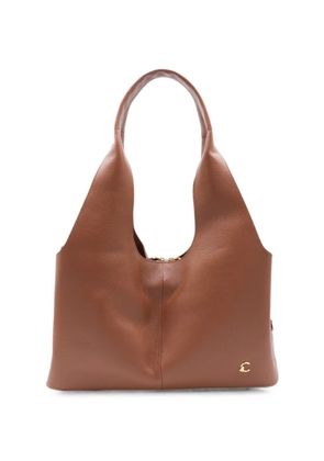 Coccinelle logo-plaque pebbled-leather shoulder bag - Brown