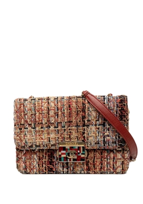 CHANEL Pre-Owned 2018 Mini Quilted Tweed Beauty Lock Flap crossbody bag - Brown