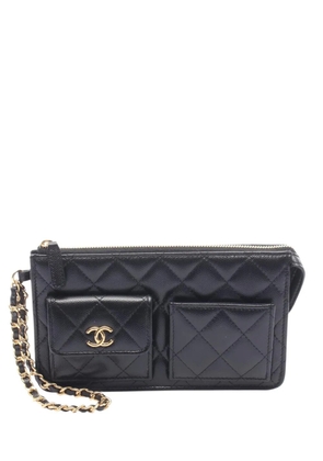 CHANEL Pre-Owned 2021-2026 Quilted Caviar Polly Pocket Wristlet Pouch clutch bag - Black