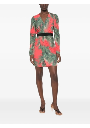 Marco Bologna palm-print wrap-style mini dress - Red