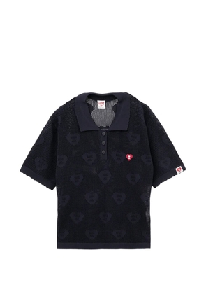 APEE™ by *A BATHING APE® heart-motif open-knit polo shirt - Blue