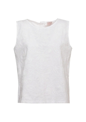 EMME floral-embroidered sleeveless top - White