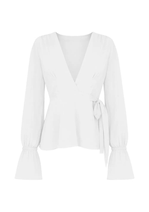 AZEEZA Willow wrap-style top - White