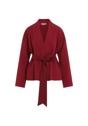 Alberta Ferretti belted pleated jacket - Red