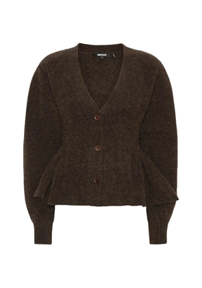 ROTATE BIRGER CHRISTENSEN peplum-hem V-neck cardigan - Brown