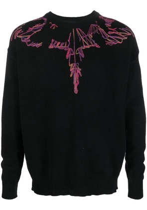 COUNTY OF MILAN Wings intarsia-knit crew-neck jumper - Black