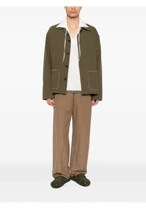 COMMAS palm-embroidered patch-pocket overshirt - Green