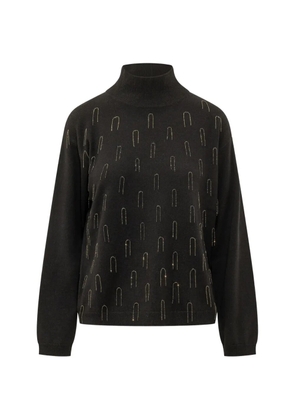 Fabiana Filippi Platinum bead-embellished high-neck sweater - Brown