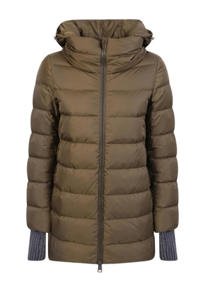 Herno ribbed-cuff hooded padded coat - Green