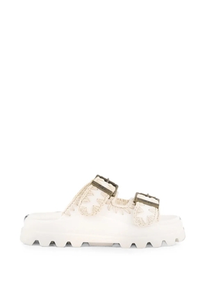 Mou Eva crochet-trim buckle slides - White