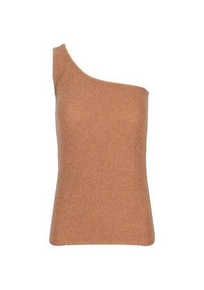 LA ROSE one-shoulder knitted top - Brown