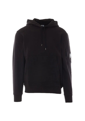 C.P. Company logo-patch kangaroo-pocket hoodie - Black