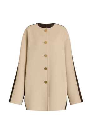 Alberta Ferretti two-tone button-up wool short coat - Neutrals