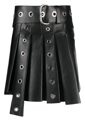 Off-White eyelet-embellished asymmetric pleated miniskirt - Black