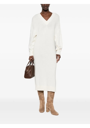 Liviana Conti V-neck knitted midi dress - Neutrals