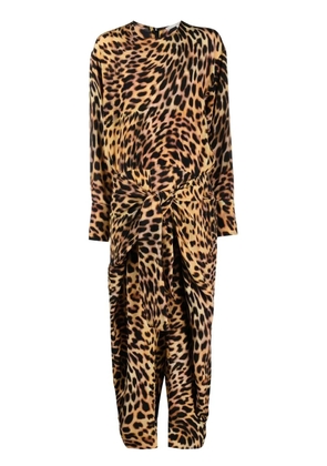 Stella McCartney cheetah-print silk jumpsuit - Black