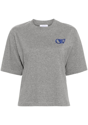 Off-White logo-embroidered cotton T-shirt - Grey