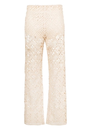 Off-White cotton-blend lace trousers - Neutrals