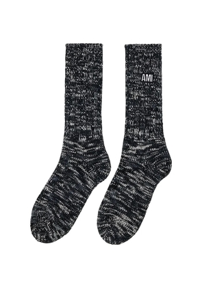 AMI Paris ribbed logo socks - Black