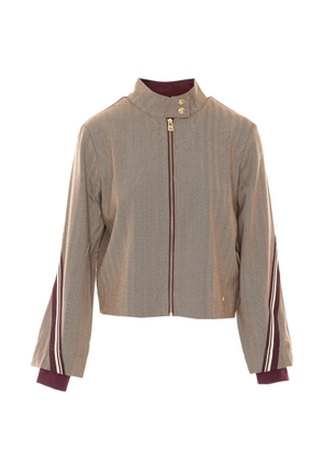 LIU JO herringbone-pattern zip-up jacket - Neutrals