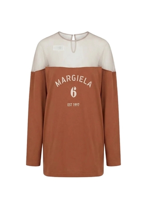 MM6 Maison Margiela logo-print panelled T-shirt - Brown