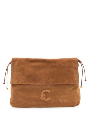 Coccinelle medium Lidia suede logo-embossed shoulder - Brown