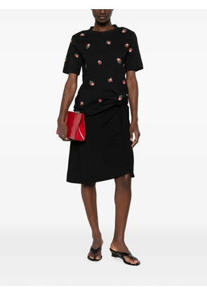 Marco Bologna floral-embroidered zip-fastening T-shirt - Black