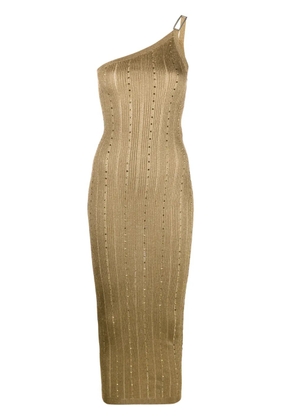 Alessandra Rich crystal-embellished ribbed-knit midi dress - Gold
