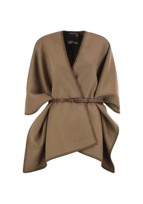 Max Mara belted stitch-trim cape - Neutrals