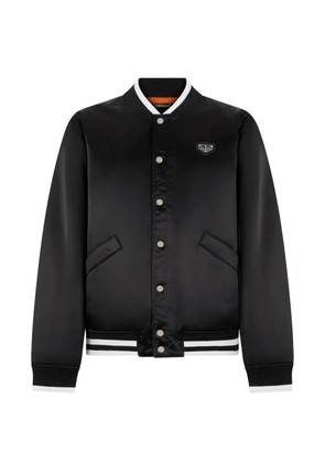 Philipp Plein satin college bomber logo jacket - Black