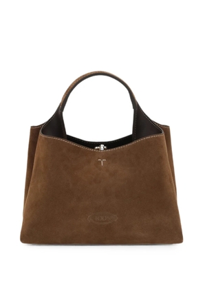 Tod's micro T-stitch suede tote bag - Brown
