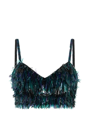 Alberta Ferretti sequin-embellished fringed top - Black