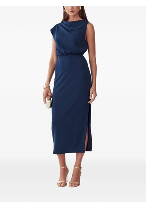 ST MRLO cowl-neck side-slit midi dress - Blue
