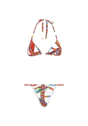 Dolce & Gabbana Carretto-print triangle bikini - White